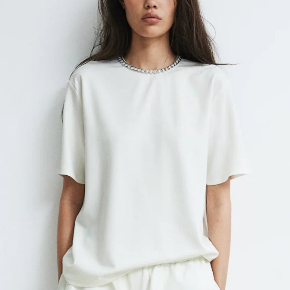 H&M Chain-Decorated White Top Size Small